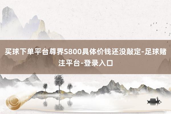 买球下单平台尊界S800具体价钱还没敲定-足球赌注平台-登录入口