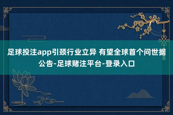 足球投注app引颈行业立异 有望全球首个问世据公告-足球赌注平台-登录入口