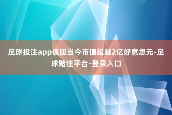 足球投注app该股当今市值超越2亿好意思元-足球赌注平台-登录入口