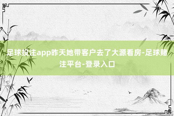 足球投注app昨天她带客户去了大源看房-足球赌注平台-登录入口