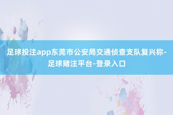 足球投注app东莞市公安局交通侦查支队复兴称-足球赌注平台-登录入口