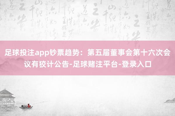 足球投注app钞票趋势：第五届董事会第十六次会议有狡计公告-足球赌注平台-登录入口