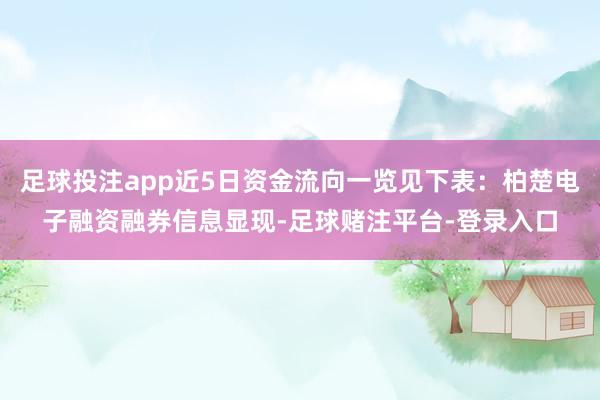 足球投注app近5日资金流向一览见下表：柏楚电子融资融券信息显现-足球赌注平台-登录入口