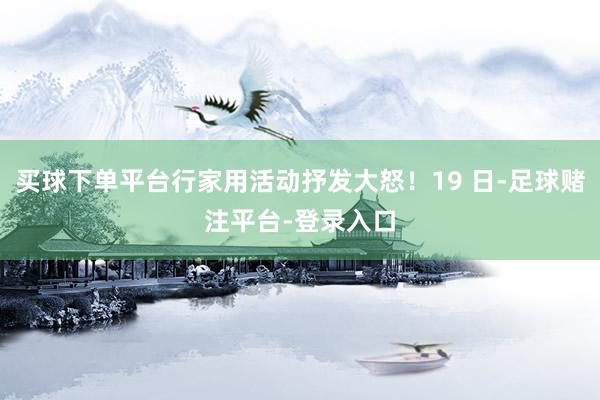 买球下单平台行家用活动抒发大怒！19 日-足球赌注平台-登录入口