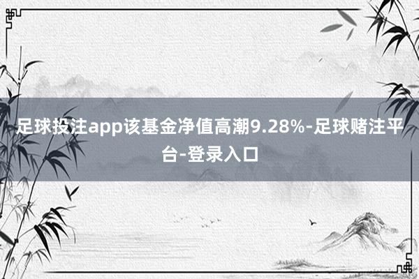 足球投注app该基金净值高潮9.28%-足球赌注平台-登录入口