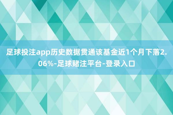 足球投注app历史数据贯通该基金近1个月下落2.06%-足球赌注平台-登录入口